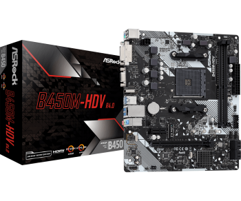 PLACA MADRE ASROCK B450M-HDV R4.0 (90-MXB9N0-A0UAYZ) SOCKET AM4, RAM DDR4 BUSS 3200OC MHZ